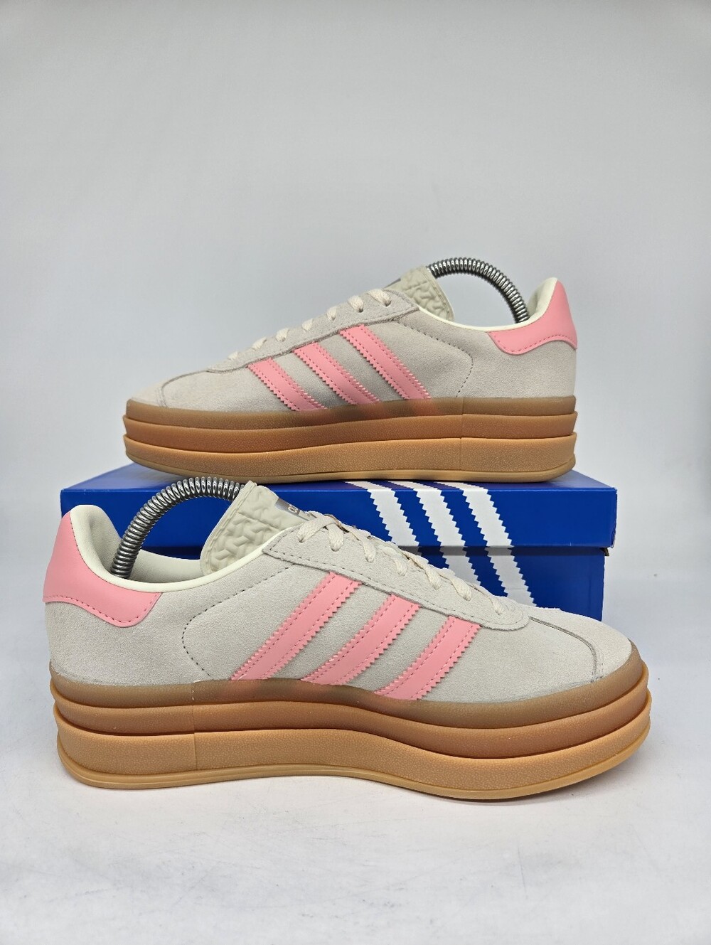 adidas Gazelle Bold JQ7409 Beige Semi Pink Spark Shoes Women's Size 7 - Picture 6 of 8